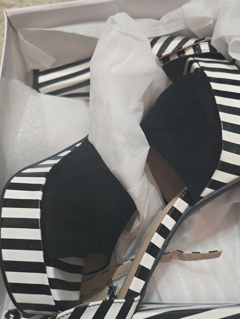 Striped Black & White Platform Heels - Women